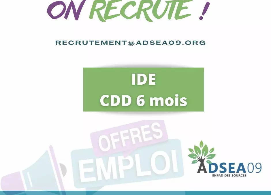 EHPAD DES SOURCES – IDE CDD