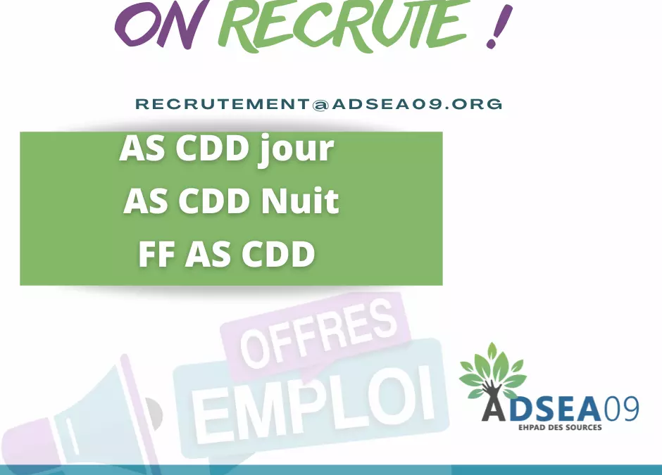 EHPAD DES SOURCES – Recrutement AS CDD